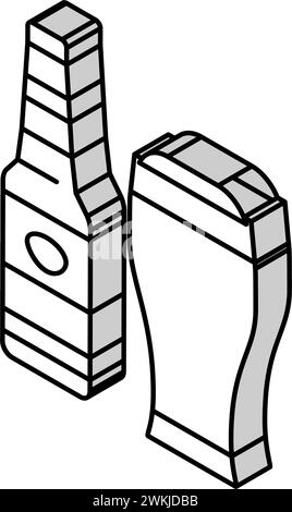Vektordarstellung des isometrischen Symbols für Biertrinkflaschen Stock Vektor