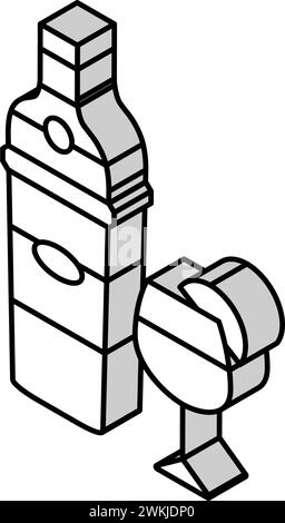 Vektordarstellung des isometrischen Symbols der gin-Getränkeflasche Stock Vektor