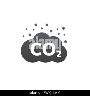 Vektorsymbol für CO2-Emissionen. Kohlengaswolke, Luftverschmutzung durch Kohlendioxid. Globales ökologisches Abgas-Smog-Konzept Stock Vektor