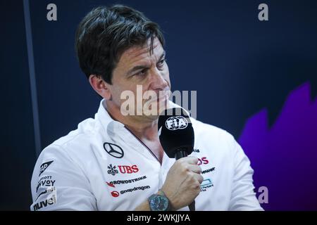 WOLFF Toto (AUT), Teamchef und CEO des Mercedes AMG F1 Teams, Porträt auf der Pressekonferenz während der Formel 1 Aramco Vorsaison-Tests 2024 der FIA Formel 1 Weltmeisterschaft 2024 vom 21. Bis 23. Februar 2024 auf dem Bahrain International Circuit in Sakhir, Bahrain Stockfoto