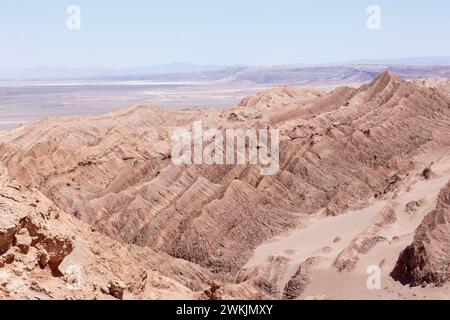 Tal der Monde (Valle de la Luna), Atacama-Wüste, Chile. Wo die Oberfläche die des Mondes nachbildet und für die Weltraumforschung genutzt wird. Stockfoto