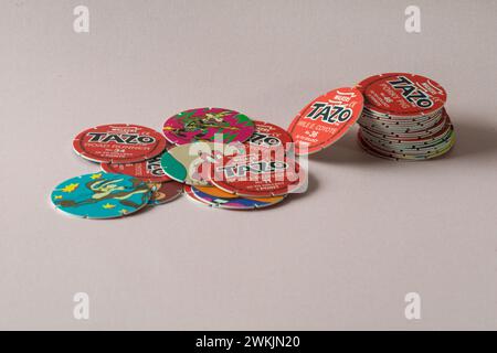 Walkers Tazo Looney Tunes Serie Pogs produziert von Walkers Snack Foods im Jahr 1996 Stockfoto