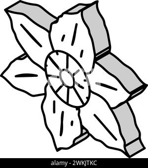 isometrische Symbolvektordarstellung der clematis-Blütenfeder Stock Vektor