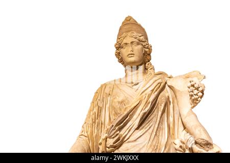 Griechische römische Skulptur der weiblichen Figur, ausgestellt im Archäologischen Museum in Antalya, Türkei. Stockfoto