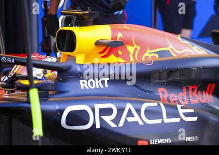 Red Bull Racing RB20, mechanische Details während der Formel-1-Aramco-Vorsaisontests 2024 der FIA-Formel-1-Weltmeisterschaft 2024 vom 21. Bis 23. Februar 2024 auf dem Bahrain International Circuit in Sakhir, Bahrain Stockfoto
