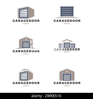 Set mit Logo-Design-Vorlage für Garagentorsymbol Stock Vektor
