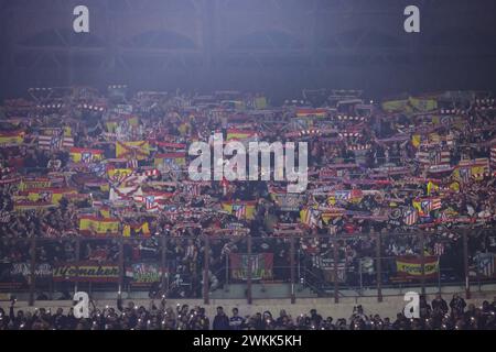 Mailand, Italien. Februar 2024. Atletico Madrid Fans beim UEFA Champions League Spiel in Giuseppe Meazza, Mailand. Der Bildnachweis sollte lauten: Jonathan Moscrop/Sportimage Credit: Sportimage Ltd/Alamy Live News Stockfoto