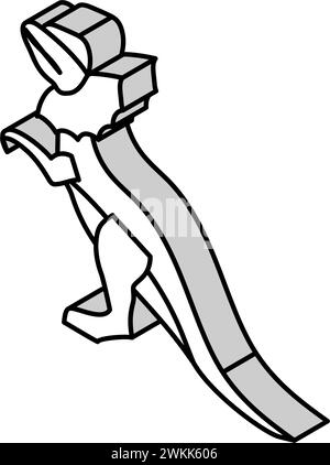 dilophosaurus Dinosaurier Tier isometrische Icon Vektor Illustration Stock Vektor