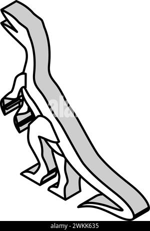 compsognathus Dinosaurier Tier isometrische Icon Vektor Illustration Stock Vektor