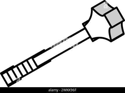 militärisch-isometrische Symbolvektordarstellung der mace-Waffe Stock Vektor