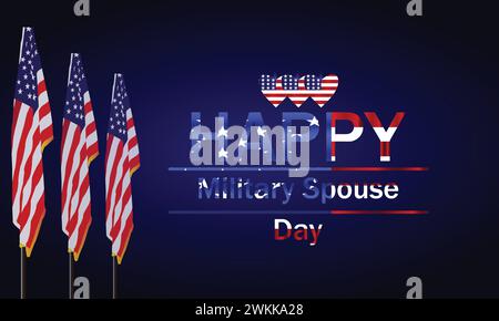 Happy Military Ehefrau Day – eleganter Text mit us-Flagge Stock Vektor