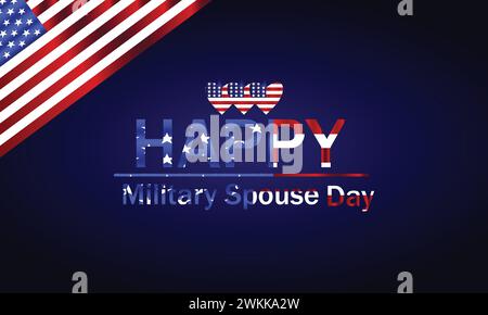 Happy Military Ehefrau Day – eleganter Text mit us-Flagge Stock Vektor