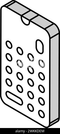 Rechner Mathematik Bildung isometrische Symbolvektordarstellung Stock Vektor