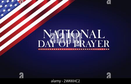 National Day of Prayer stylischer Text mit us-Flagge im Hintergrund Stock Vektor