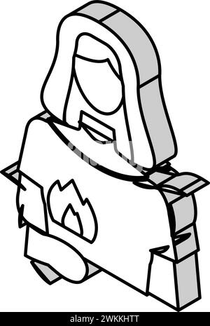 hestia griechischer Gott antike isometrische Icon Vektor Illustration Stock Vektor