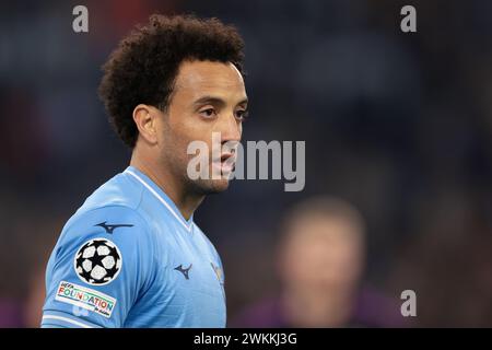 Rom, Italien. Februar 2024. Felipe Anderson von SS Lazio sieht beim Spiel der UEFA Champions League in Olimpico, Rom, an. Der Bildnachweis sollte lauten: Jonathan Moscrop/Sportimage Credit: Sportimage Ltd/Alamy Live News Stockfoto