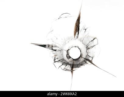 Zerbrochenes Glas, Risse auf Glas. Makroaufnahme. Stockfoto