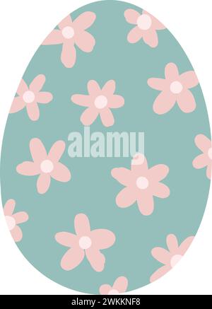 Fröhliche Ostervektorkarte buntes Ei. Design der Frühlingsgrußkarte. Vertikale Karte mit Ei, Dekorationsdesign mit Frühlingsblumen Stock Vektor