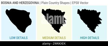 Bosnien - einfache Landform. Niedrige, mittlere und hohe detaillierte Karten von Bosnien. EPS8 Vektordarstellung. Stock Vektor