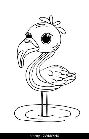Flamingo Malbuch Seite für Vorschulkinder ist Eine unterhaltsame Aktivität Stock Vektor