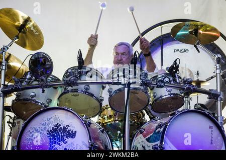 Nick Mason (Pink Floyd Schlagzeuger) trat im Juni 2022 mit Saucerful of Secrets in Technopolis, Athen/Griechenland auf Stockfoto