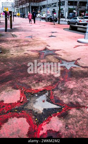 Verfallener Boulevard of Stars im Zentrum Berlins, deutsche Version des Hollywood Walk of Fame Stockfoto