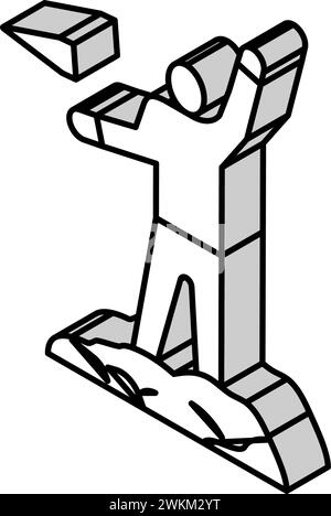 Vektordarstellung des oberen isometrischen Symbols des Flaggenbergs Stock Vektor