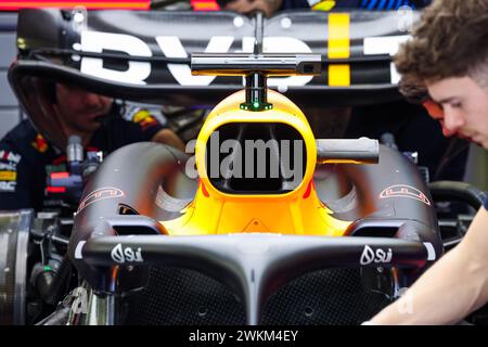 Red Bull Racing RB20, mechanische Details des Halo- und Lufteinlasses während der Formel 1 Aramco-Vorsaison-Tests 2024 der FIA Formel 1-Weltmeisterschaft 2024 vom 21. Bis 23. Februar 2024 auf dem Bahrain International Circuit in Sakhir, Bahrain - Foto Florent Gooden / DPPI Stockfoto