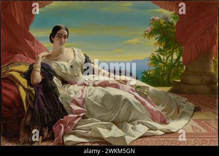 Porträt von Leonilla, Prinzessin von Sayn-Wittgenstein-Sayn; Franz Xaver Winterhalter (Deutsch, 1805 - 1873); 1843; Öl auf Leinwand; 142,2 x 212,1 cm (56 x 83 1/2 Zoll); 86.PA.534 Stockfoto