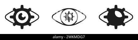 Eine Reihe von Symbolen für adaptive künstliche Intelligenz. Vektor der Ansicht „Research“ (Forschung). Logosatz für Arbeitsansicht. Stock Vektor