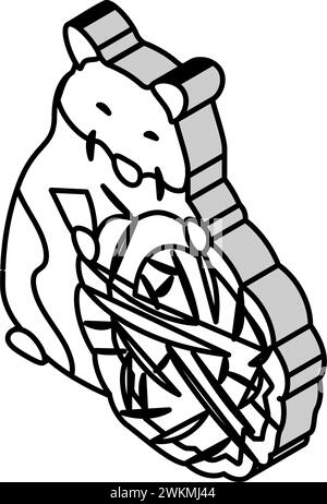 Hamster mit Spielzeug Haustier isometrische Icon Vektor Illustration Stock Vektor