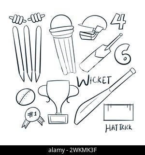 Cricket Vektor Illustration Vektor Icon Cricket Sport Artikel Icon Doodle Scribbles Icons Stock Vektor