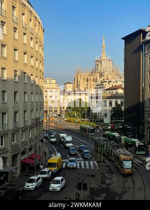 Der Duomo is Mailand ist die viertgrößte Kirche der Welt und hat fünf Jahrhunderte gedauert. Stockfoto