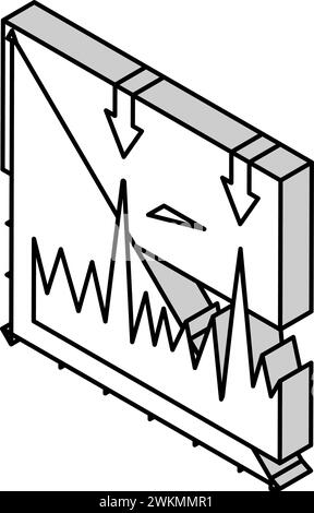 Schwingungsanalyse isometrischer Symbolvektor für Maschinenbauingenieure Stock Vektor