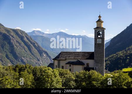 Cravegna ist eine kleine Bergstadt in Italien nahe der Grenze zur Schweiz. Stockfoto