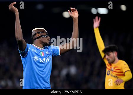 Neapel, Italien. Februar 2024. Während des Champions-League-Fußballspiels zwischen dem SSC Napoli und dem FC Barcelona im Diego Armando Maradona-Stadion in Neapel (Italien) am 21. Februar 2024. Quelle: Insidefoto di andrea staccioli/Alamy Live News Stockfoto