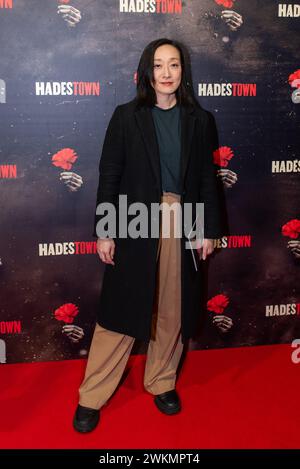 London, 21. Februar 2024, Hadestown Opening Night, Gabby Wong kommt auf rotem Teppich im Lyric Theatre, Lou Morris/Alamy Live News Stockfoto