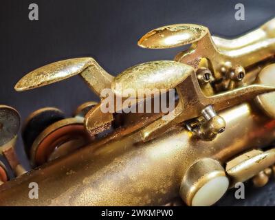 Detailaufnahme eines Saxophons Stockfoto