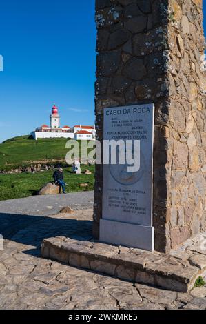 Der Leuchtturm Cabo da Roca über dem Atlantik auf Portugals und Kontinentaleuropas westlichster Ausdehnung. Stockfoto