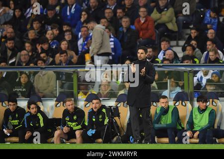 Porto, Portugal. Februar 2024. Dragao Stadion, Champions League 2023/2024, FC Porto gegen Arsenal; Arsenal-Trainer Mikel Arteta, im Achtelfinale das Spiel der UEFA Champions League 2023/2024 zwischen dem FC Porto und Arsenal am 21. Februar im Dragao Stadion in Porto. Foto: Daniel Castro/DiaEsportivo/Alamy Live News Credit: DiaEsportivo/Alamy Live News Stockfoto