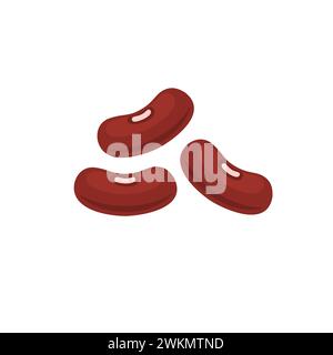 Kidney Beans Hülsenfrüchte rot braun Samen. Nierebohne Pflanze Gemüse Silhouette flache Illustration Stock Vektor