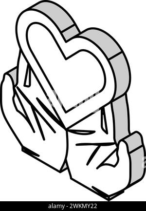 Dankbarkeit Herz erfolgreich Herausforderung isometrische Icon Vektor Illustration Stock Vektor