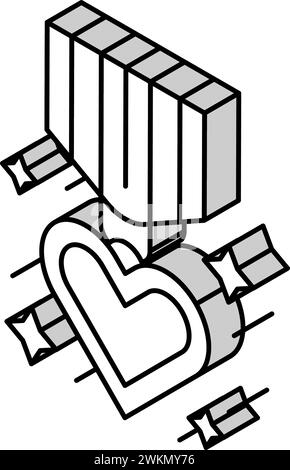 Courage Heart Succes Herausforderung isometrische Ikonen Vektor Illustration Stock Vektor