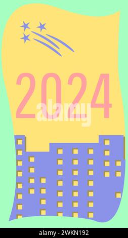 Willkommen 2024 vertikaler Hintergrund Stock Vektor