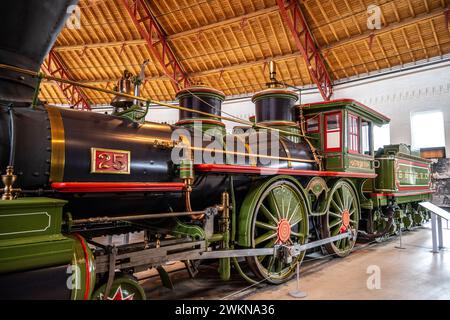 B&O No. 25 'William Mason' Lokomotive im B&O Railroad Museum. Abraham Lincoln kam am 23. Februar 1863 in Washington DC an. Stockfoto