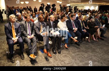 New Orleans, USA. Februar 2024. Die Teilnehmer sind an der Super Bowl LIX Kickoff Press Conference im Club XLIV in New Orleans, Louisiana, am Mittwoch, den 21. Februar 2024, anwesend. (Foto: Peter G. Forest/SIPA USA) Credit: SIPA USA/Alamy Live News Stockfoto