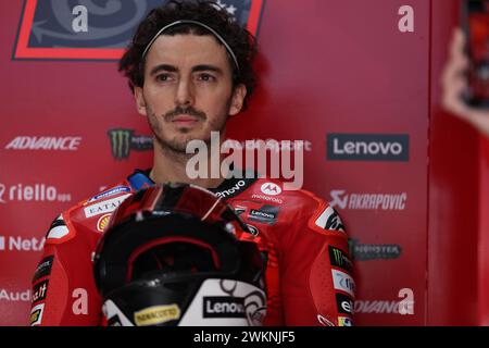 Doha, Katar. Februar 2024. DOHA, Lusail, KATAR, 20. Februar 2024; Francesco Bagnaia aus Italien und Ducati Leonovo Team während des offiziellen Qatar MotoGP Tests auf dem Lusail Circuit am 20. Februar 2024 in Doha, Katar. (Foto von Qian Jun/ATP Images) (QIAN Jun /ATP/SPP) Credit: SPP Sport Press Photo. /Alamy Live News Stockfoto