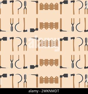 Gartengeräte Werkzeuge Symbole Muster Hintergrund Vektor Stock Vektor