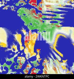 Mehrfarbig dekorierte Handzeichnung gerendert gezeichnet ornamental auf dem gesamten Basishintergrund Wiederholungsmuster geometrische Textur Grenze ethnischer Stamm erstellen Stock Vektor