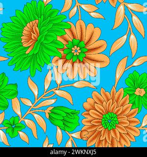 Mehrfarbig dekorierte Handzeichnung gerendert gezeichnet ornamental auf dem gesamten Basishintergrund Wiederholungsmuster geometrische Textur Grenze ethnischer Stamm erstellen Stock Vektor